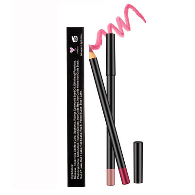 Black Wooden 12-Color Waterproof Lip Liner Pens